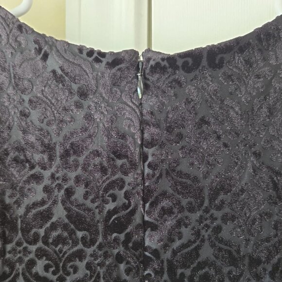 Talbots Velvet Dress X 12-14 NWT Jacquard Sheath Dress Plus Black Dress - Picture 7 of 9